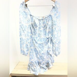 BCBGeneration Blue and White Long Sleeve Dress